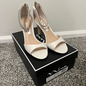 Nina Volanda satin bridal heel, ivory
